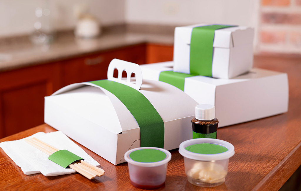 Empaque para uso empresarial con franjas verdes